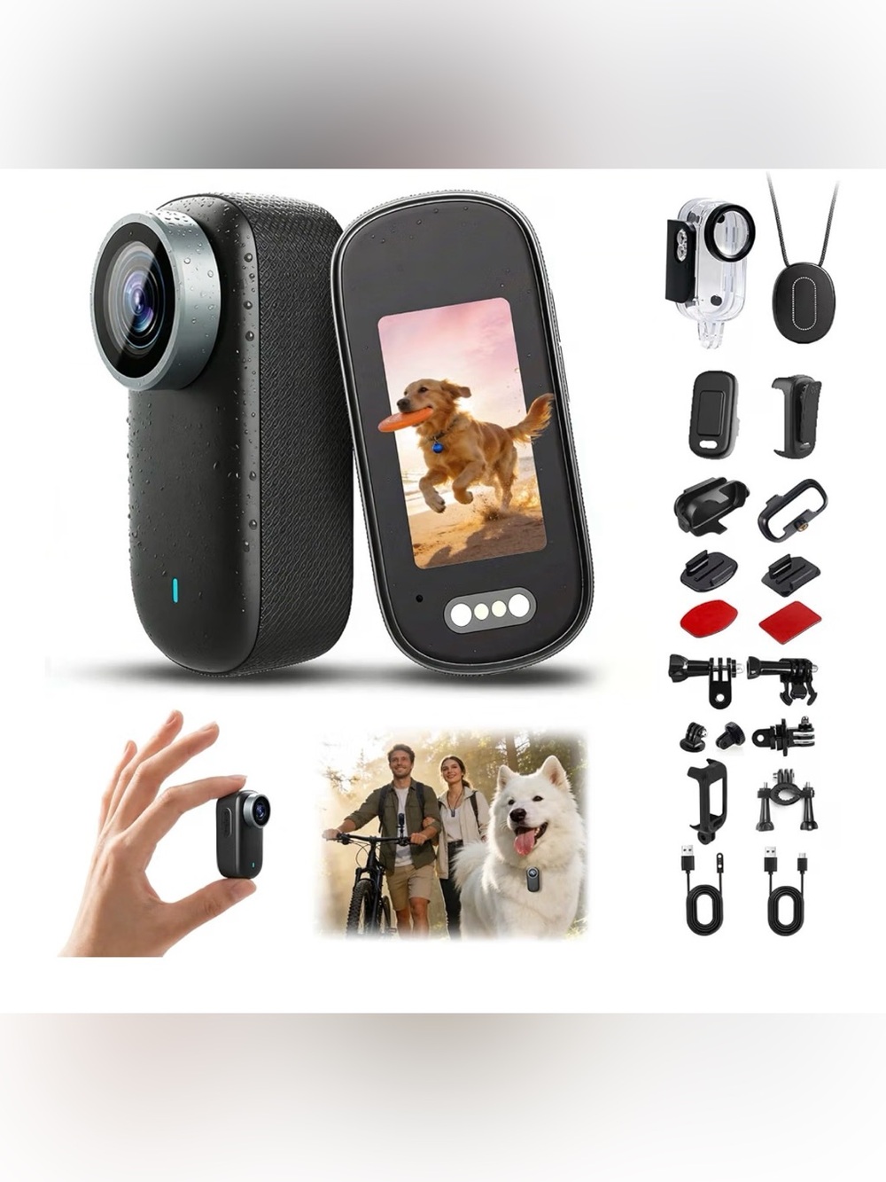 4K Mini Body Camera with 1.47" Screen & WiFi, Vertical/Horizontal Video
